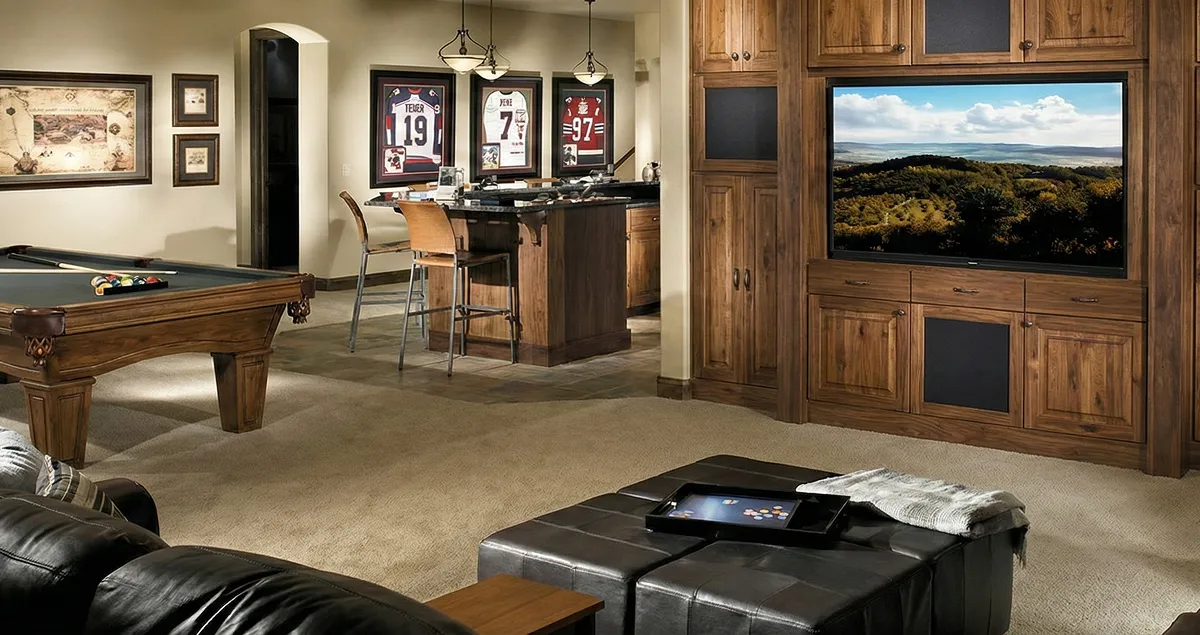 finished basement remodeling project transforming a basement into a comfortable living space in Reno, NV