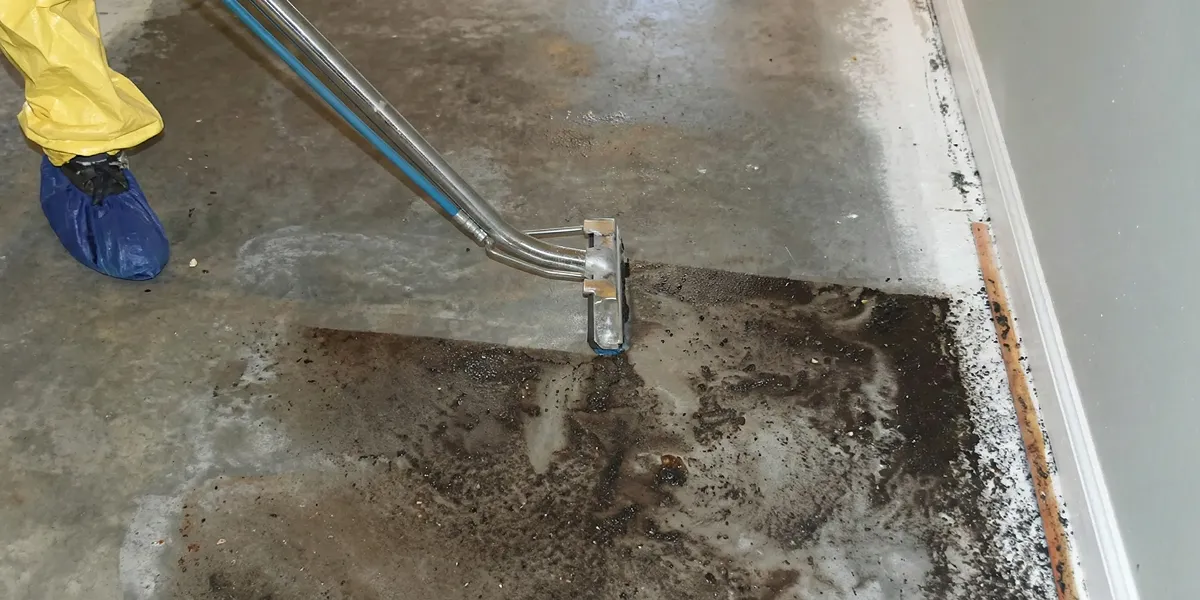 sewage removal technicians extracting contaminated wastewater from a residential floor in Reno, NV